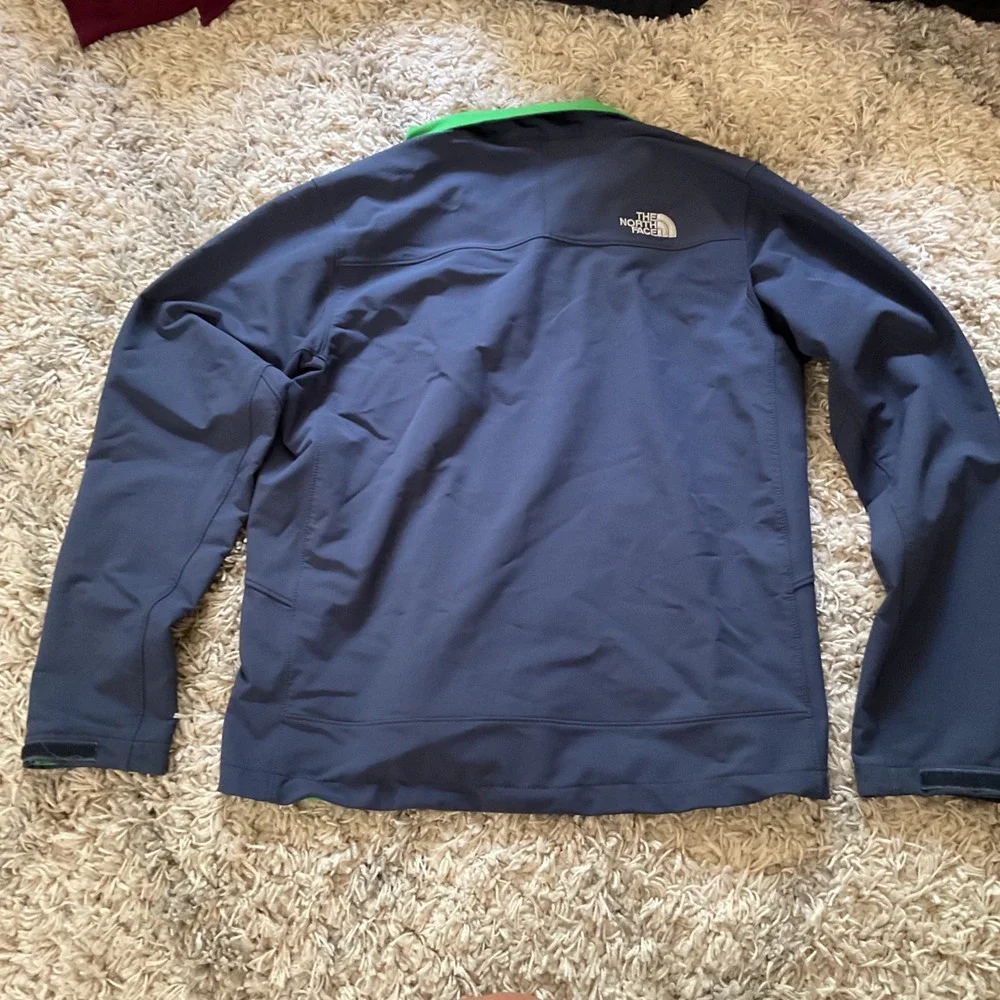 The North Face Mens Apex Bionic Softshell Jacket Navy Blue Green Full Zip Medium